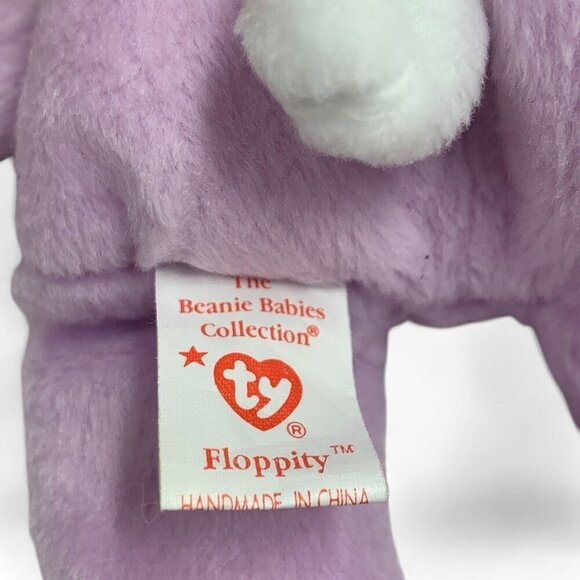 TY Beanie Babies "Floppity" The Purple Bunny 8" Plush Toy Collectible 1996 NWT - Picture 3 of 6